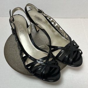Michelle D Black Patent Sandals “Gossip” Size 7
